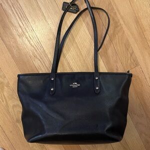 Coach Black Leather Tote Bag